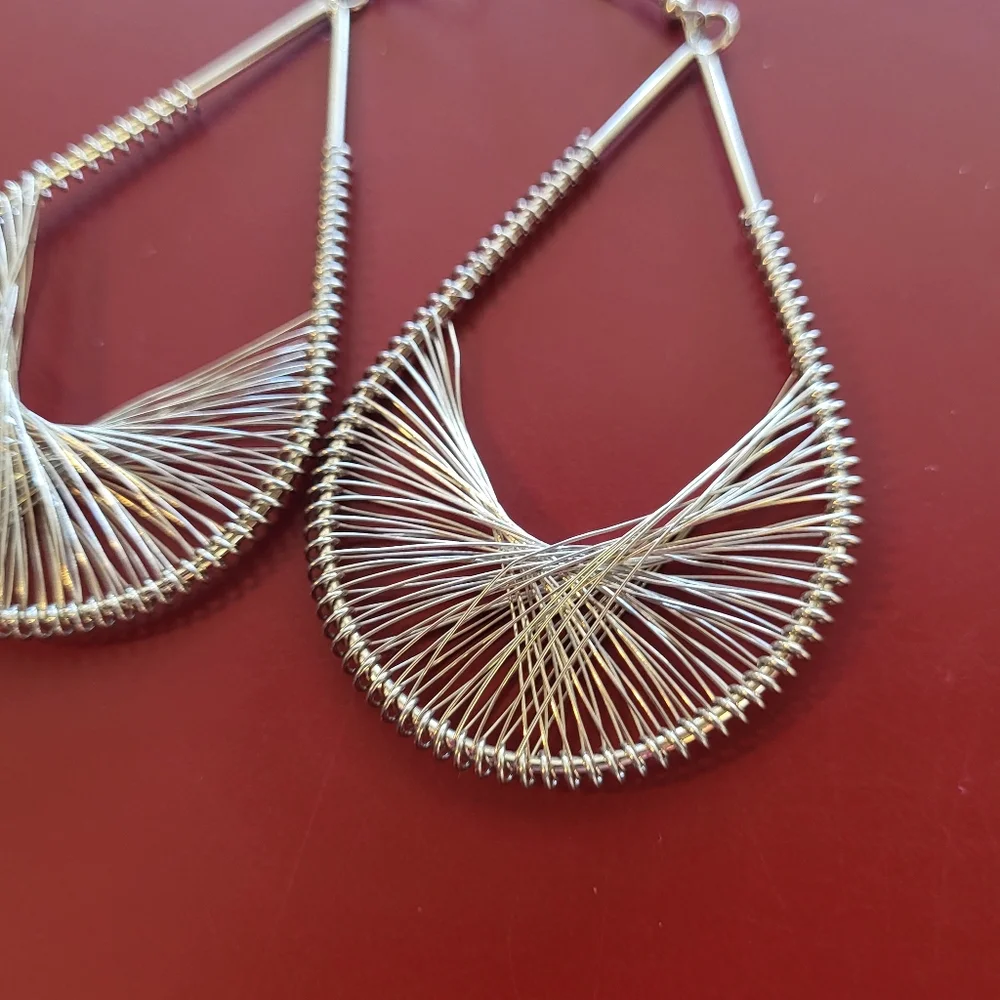 Lot Of 2 Silver Toned Drop Dangle Earrings Round Teardrop Costume Jewelry